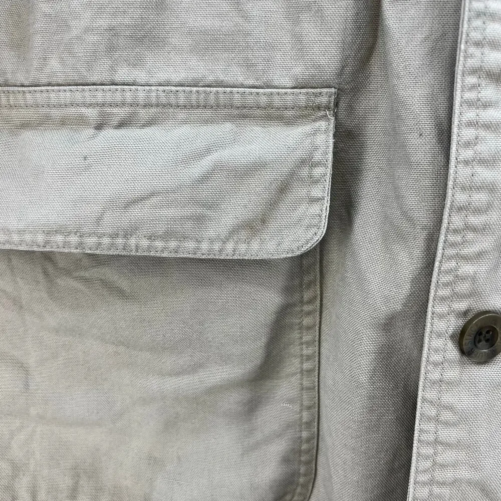 Eddie Bauer Jacket Men's XL Beige Canvas Flannel Lining Corduroy Collar VTG